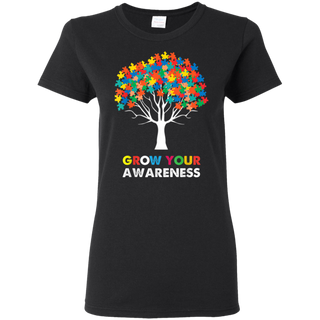 Autism Awareness Puzzle Tree Grow Your Awareness Shirts G500L Gildan Ladies 5 3 oz T Shirt