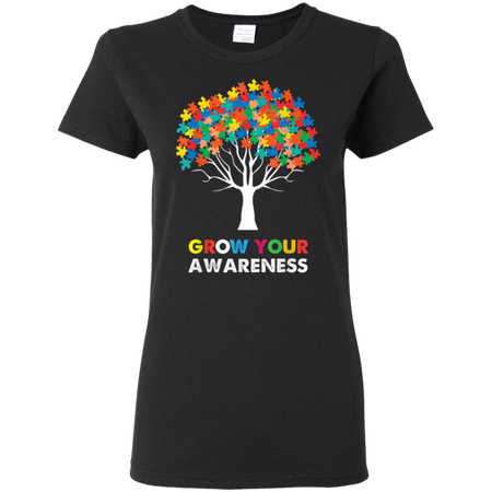 Autism Awareness Puzzle Tree Grow Your Awareness Shirts G500L Gildan Ladies 5 3 oz T Shirt