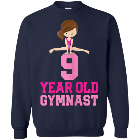 Girls Gymnastics Birthday Kids 9 Year Old Gymnast Shirt G180 Gildan Crewneck Pullover Sweatshirt 8 oz