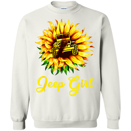 Jeep Sunflower Jeep Drivers Jeep Girl Sunflower Shirt G180 Gildan Crewneck Pullover Sweatshirt  8 oz.