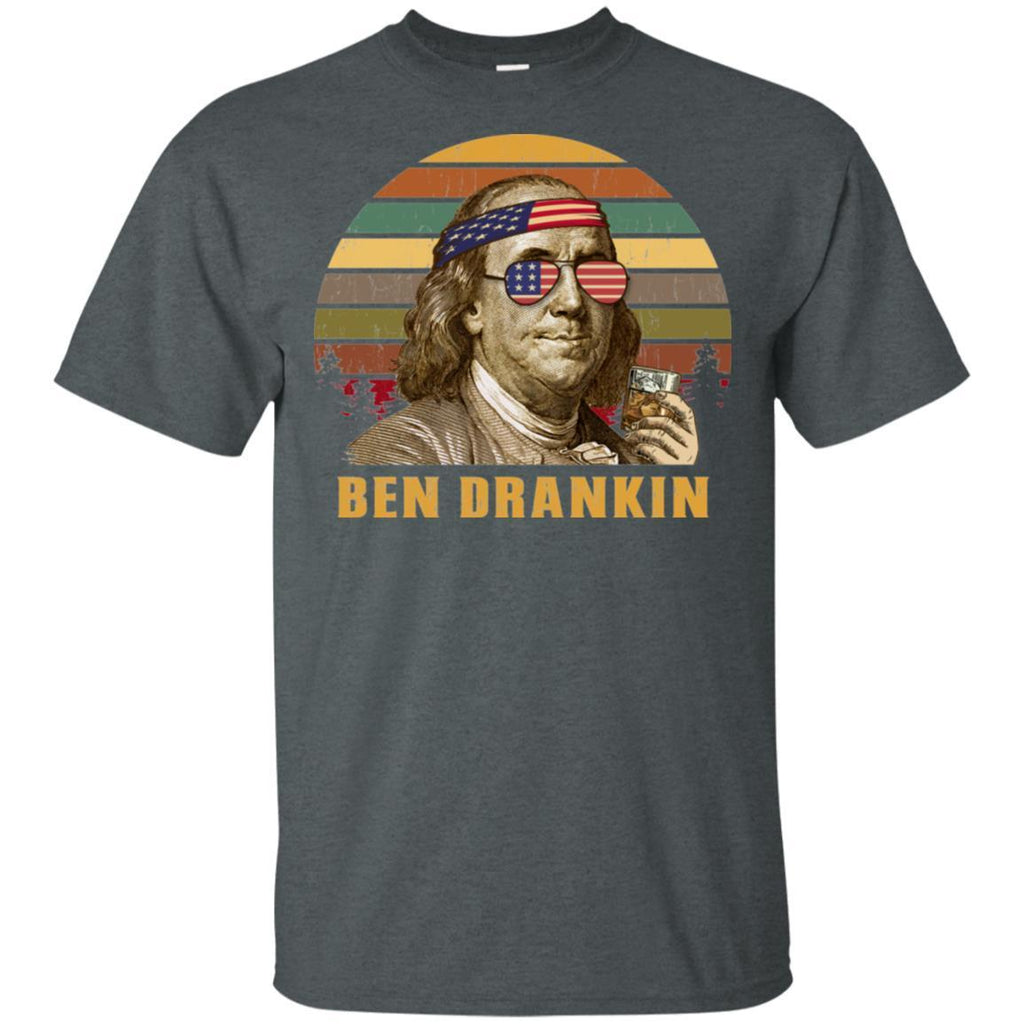 Ben Drankin Vintage Funny Benjamin Franklin T-Shirt 4th July Day VA06