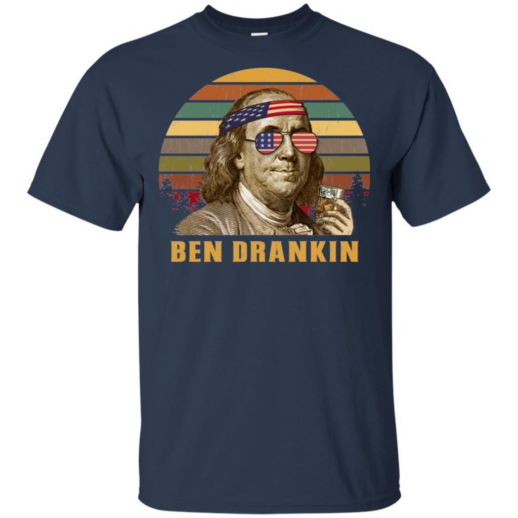 Ben Drankin Vintage Funny Benjamin Franklin T-Shirt 4th July Day VA06