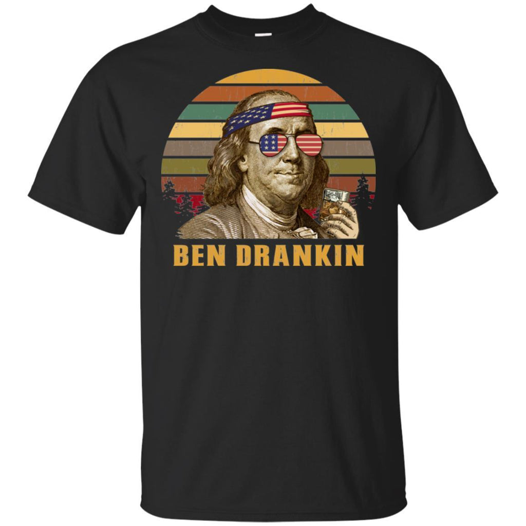 Ben Drankin Vintage Funny Benjamin Franklin T-Shirt 4th July Day VA06