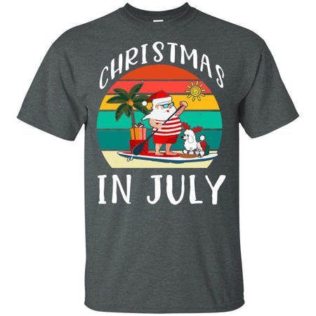 Funny Christmas In July Santa Claus Summer With French Poodle Dog T-Shirt HT206