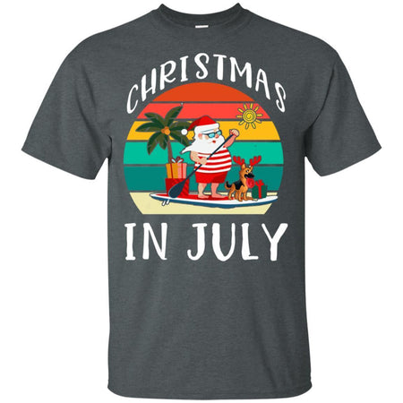 Funny Christmas In July Santa Claus Summer With German Shepherd Dog T-Shirt HT206