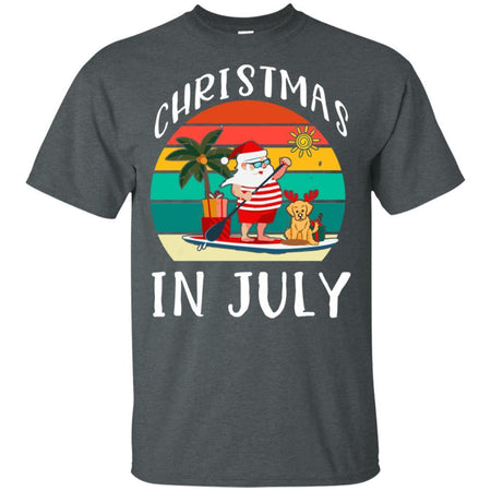 Funny Christmas In July Santa Claus Summer With Golden Retriever Dog T-Shirt HT206