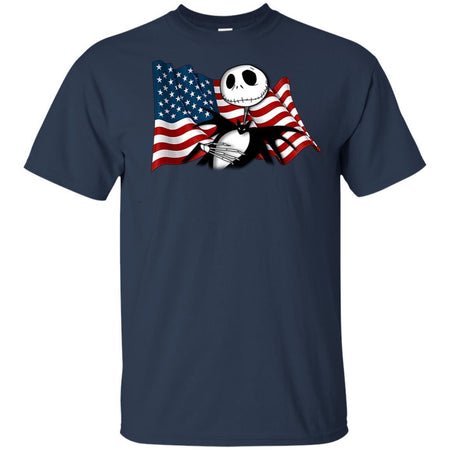 Jack Skellington And American Flag T-Shirt 4th July VA06