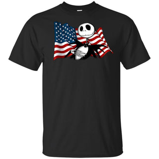 Jack Skellington And American Flag T-Shirt 4th July VA06